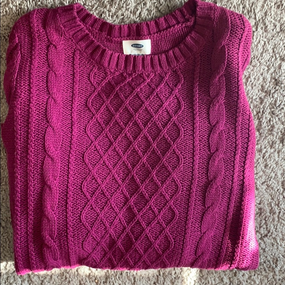 Warm eggplant colored woven sweater